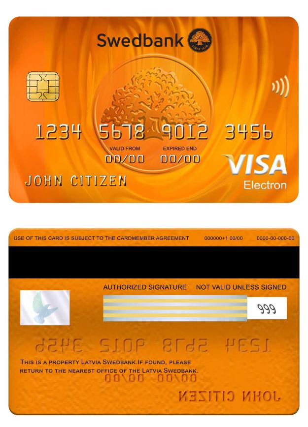 Latvia Swedbank visa electron card